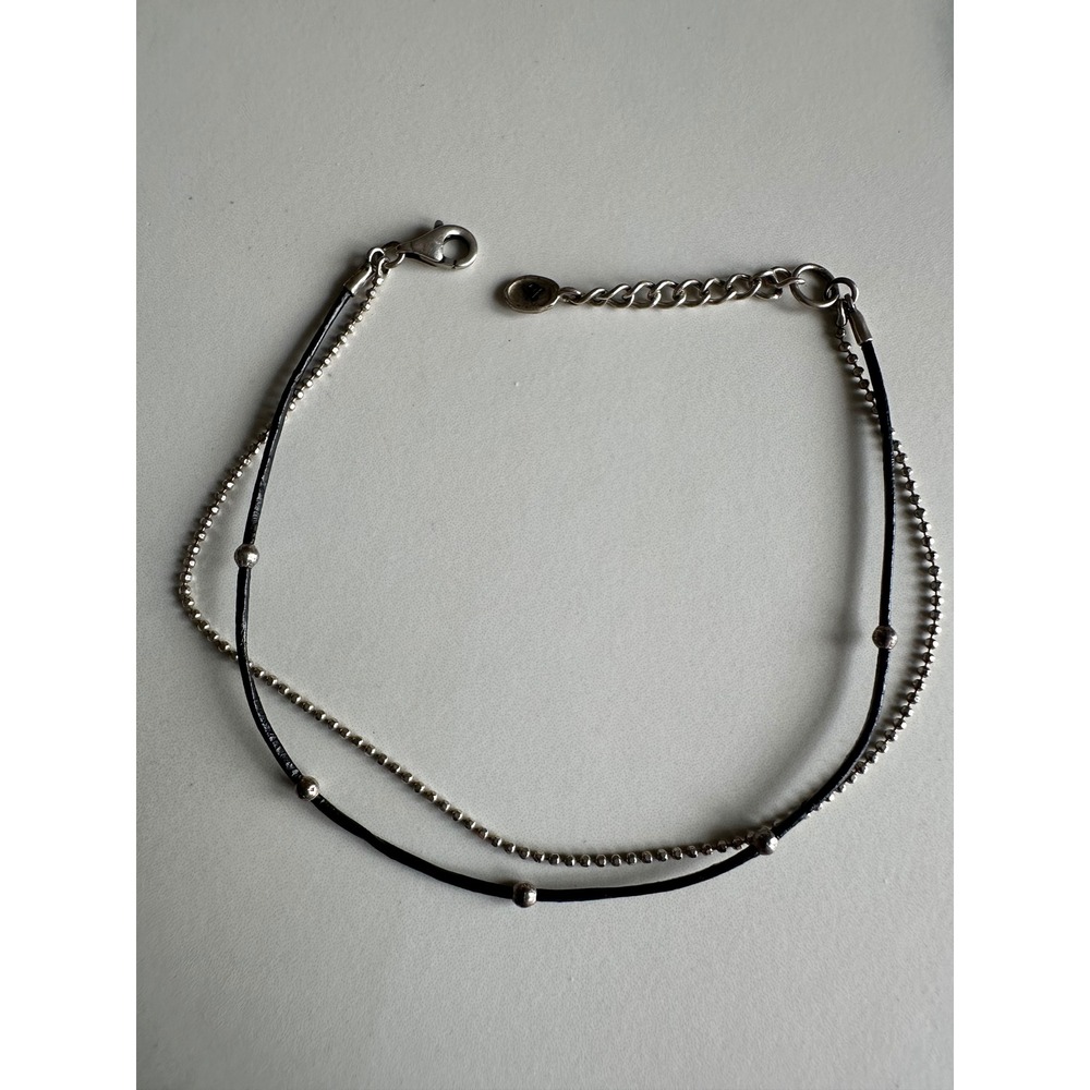 SIlpada Sterling Silver 925 Double Row Ball Chain Cord Bracelet Adjustable 9"